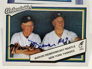 Marvin Diemer & Mickey Mantle 1992 UNBEATABLES Autographed Signed Card Iowa HOR - Picture 1 of 2