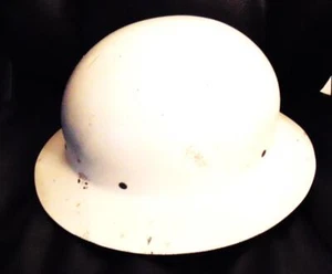 Antique Civil Defense Medic White Steel Metal HELMET w/Liner Hat WWII Excellent - Picture 1 of 5