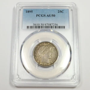 1895 P PCGS AU50 - SILVER Barber Quarter - 25c US Coin #48974B - Picture 1 of 2
