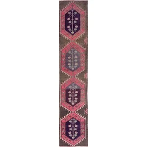 2'x11' Pink Vintage Northwest Zoroastrian Hand Knotted Pure Wool Runner Rug R984 - Picture 1 of 7