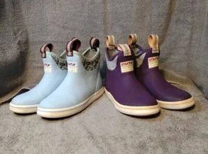 Xtratuf Womens Boots 6" Ankle Deck Rain Size 5 Salmon Sisters Blue Purple 2 Pair - Picture 1 of 19