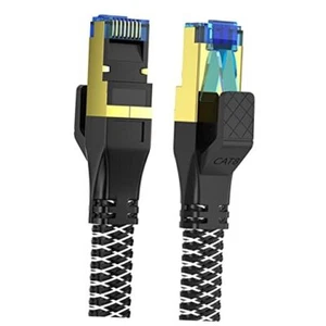 Cat 8 Ethernet Cable 10 FT, Outdoor&Indoor Nylon Woven High 10FT Black&White - Bild 1 von 8