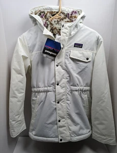 NEW PATAGONIA Inferno Jacket Coat NWT Girls L 12 Birch White Shearling Sherpa - Picture 1 of 11