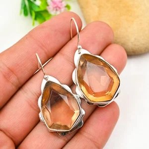Amazing Citrine Earring 925 Sterling Silver Gemstone Handmade Jewelry Women Gift - Picture 1 of 5