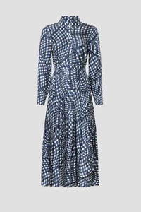 NWT💗 $798  TORY BURCH Printed Pleated Silk Twill Dress SZ US 10  RARE! - Picture 1 of 7