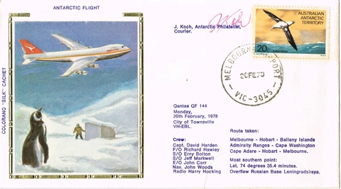 Australia 1978 Feb 20 Antarctic Flight cover Cover