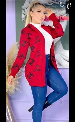 Cárdigan para mujer manga larga frente abierto. Rojo, amarillo, vid, azul, púrpura Foto 1 de 4