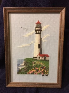 Framed Lighthouse Cross Stitch - Picture 1 of 1
