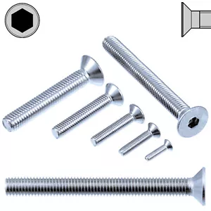 Vis à tête fraisée acier galvanisé 8,8 DIN 7991 M3 M4 M5 M6 M8 hexagonal intérieur - Photo 1/18