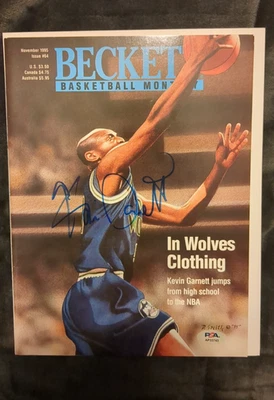 Kevin Garnett Signed No Label Beckett Magazine Minnesota Timberwolves PSA COA - Image 1 of 2
