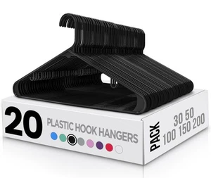 Plastic Hangers 20 Pack - Clothes Hanger with Hooks - Durable & Space Saving ... - Picture 1 of 9
