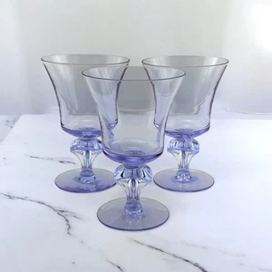 Tiffin Twilight Neodymium / Alexandrite Glass 3 Water Goblets #17578 Purple/Blue - Picture 1 of 7