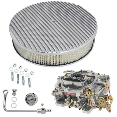Edelbrock 1405 Performer 600 CFM 手动碳水化合物/空气/燃料套件,POL FIN — 第 1/4 张图片