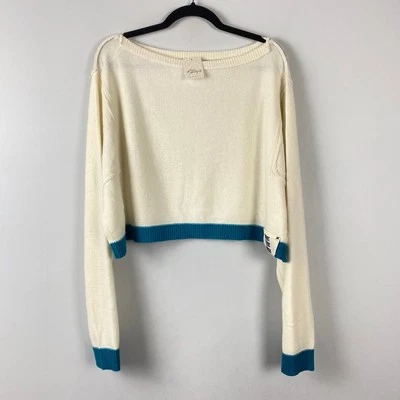 Suéter corto Free People Into The Blue talla M mezcla de lana marfil cuello barco Foto 1 de 4