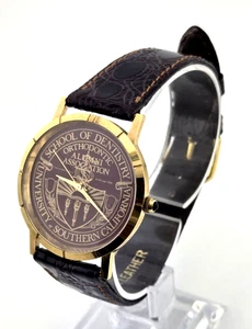 School of Dentistry USC Mens Alumni Watch w Brown Leather Band 1 Jewel NEW BATT - Picture 1 of 10