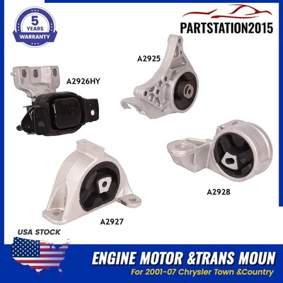 4Pcs Fits Chrysler Town &Country 3.3L 3.8L FWD 01-07 Engine Motor & Trans Mount - Image 1 of 4