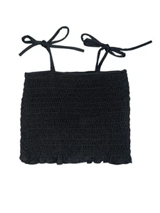 Pixie Lane Big Girls Black Smocked Cropped Adjustable Strap Cami Tank M(10-12) - Picture 1 of 4