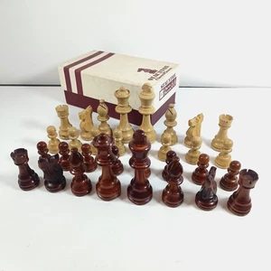 Staunton Chess Pieces Weighted Wooden Felted Lacquered Petrushkin Vintage 3 1/2” - Picture 1 of 22