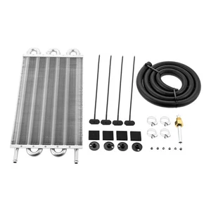 1 Set 5/16" Transmission Oil Cooler Kit Aluminium 6 Pass Tube Fin Oil Cooler Kit - Picture 1 of 8