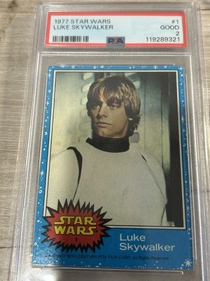 1977 Luke Skywalker -  Topps Star Wars #1, PSA Grade 2 - Image 1 of 2