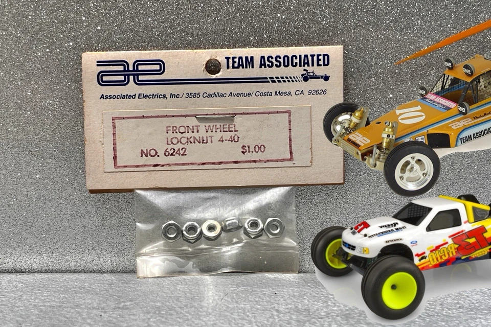 Team Associated RC10 1:10 Front Wheel Locknut 4-40 (6) #6242 BRAND NEW RC10T3 - Image 1 of 3