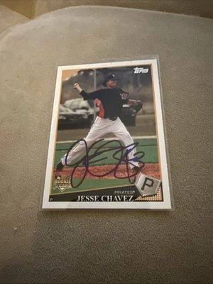 Signed Baseball Card Auto 2009 Topps #409 Jesse Chavez Pittsburgh Pirates - Image 1 of 2