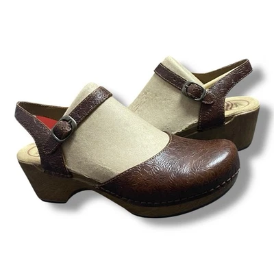 Sandalia floral de cuero Danko Sam Tooled 39 marrón oscuro nueva con etiquetas Foto 1 de 4