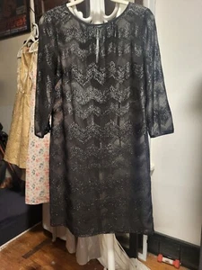 Ellen Tracy NWT Black & Metallic Zigzag Sheer Sheath Dress 6 - Picture 1 of 7