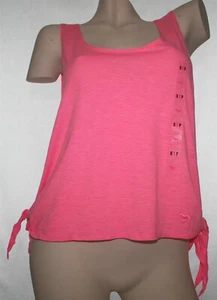 Pink Victoria's Secret T-shirt Dog On Front & Open Sides With Ties Size S - Picture 1 of 8