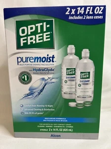 Opti Free Pure Moist Multi-Purpose Disinfecting Solution 2 X 14oz Bottles - Picture 1 of 5