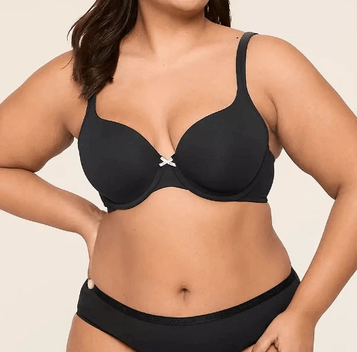 Cacique Lane Bryant Women's Plus Size Cotton Lightly Lined T-Shirt Bra Black 38D - Image 1 of 4