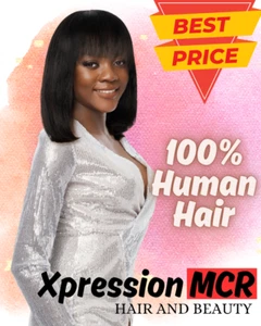 Schlanke Carly 100 % Echthaar Bob Perücke mit Fransen 10" Zoll UK Verkäufer - Bild 1 von 7