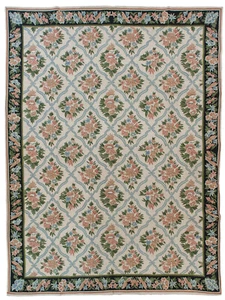 RRA 9x12 Chain Stitch Rug Floral Trellis Design Ivory Carpet 40109 - Bild 1 von 3