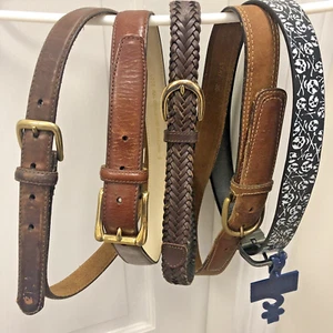 Lot Of 5 Leather Belts Youth Boy Waist 28-30 in Brown - Picture 1 of 16