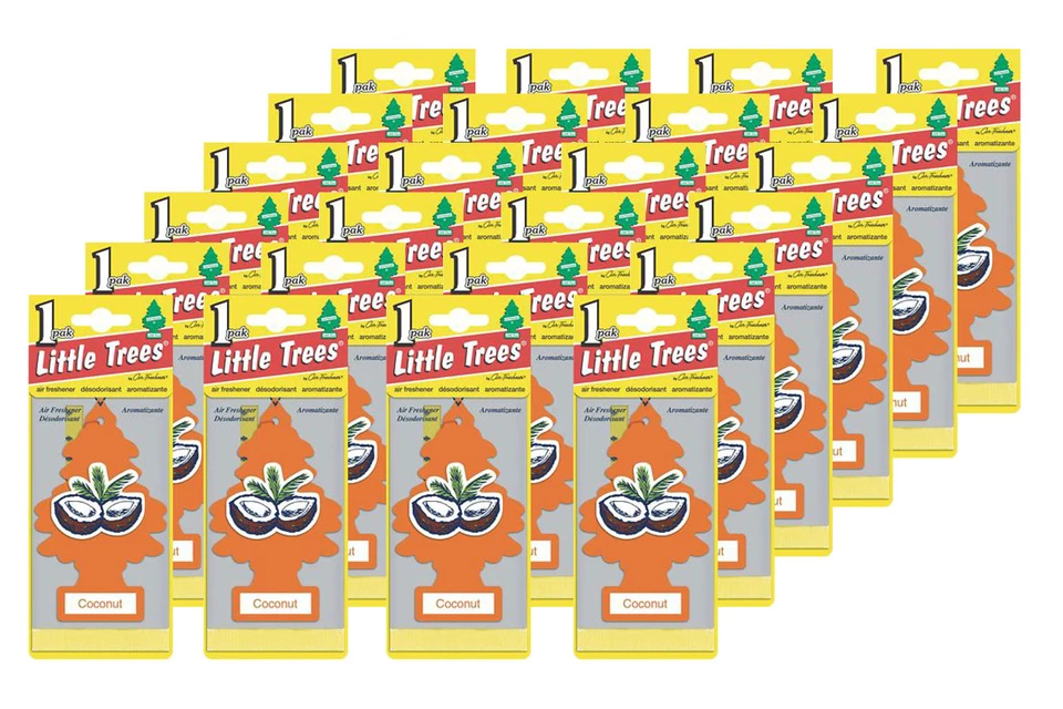 Little Trees Hanging Car and Home Air Freshener, Coconut Scent - Pack of 24