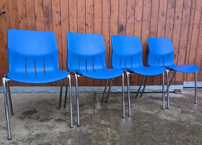 Silla apilable silla vintage de diseño años 70 cromo y plástico poste moderno años 70 1/22 Foto 1 de 4