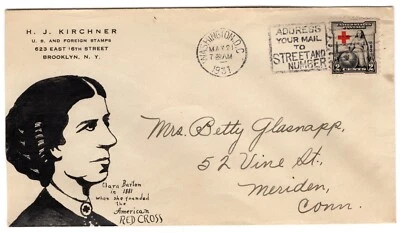 #702 American Red Cross 1931 First Day Cover -  Clara Barton Hand-drawn Cachet - Image 1 of 2