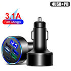 4 Usb+Pd Port Super Fast Car Charger Adapter For Iphone 14 13 12 11 Pro Max 8 Xs
