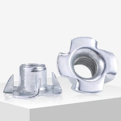 4 Pronged Captive T Nuts Wood Furniture Threaded Inserts M3 M4 M5 M6 M8 M10 Zinc