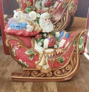 Fitz and Floyd ~ 2003 Retired Santa's Sleigh Christmas Cookie Jar In Box W/Box - Picture 1 of 10