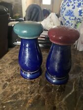 Denby Harlequin Green Blue Red Salt & Pepper Shakers