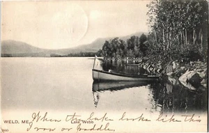 Kanu auf See Webb, Weld ME um 1906 ungeteilter Rücken Vintage Postkarte Q38 - Bild 1 von 2
