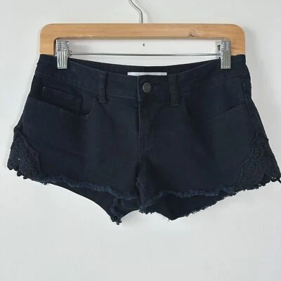Rubbish R. Jeans Black Lace Trim Denim Jean Shorts Size 5 Y2K Style - Image 1 of 4