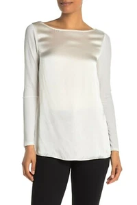 Club Monaco Chack Long Sleeve Silk Blend Top White/Blanc Small NWT $168 - Picture 1 of 5