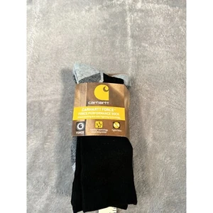 Carhartt Force Performance Socks Men's Large 6-12 Black Gray 3-Pack Socks NEW - Picture 1 of 4