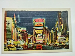 Nueva York New York Times Square en la noche lino postal vallas publicitarias autos NY - Imagen 1 de 10