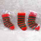 Vintage Mini Knit Christmas Stocking Ornament Decorations Craft Striped 3 pcs 4"