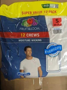 Fruit of the Loom Men 12 pack Small Crew Neck Short Sleeve T-Shirt Undershirt - Picture 1 of 3