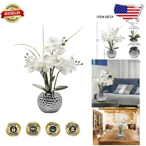 Natural-Looking 20.8" Faux Orchid Plant with Silver Pot - Perfect for Any Space - Picture 1 of 10