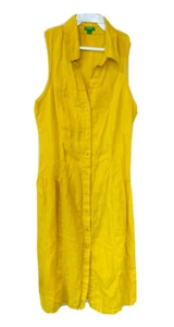 Vintage 90s Womens Small Linen Button Collared Shirt Sun Dress Flowy Preppy - Picture 1 of 8